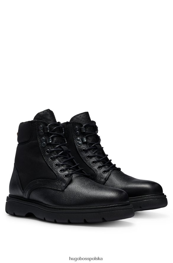 Hugo Boss Hybrydowe buty półbuty hugo z ziarnistej skóry z charakterystyczną czarną naszywką na plecach czarny R0X0H64644