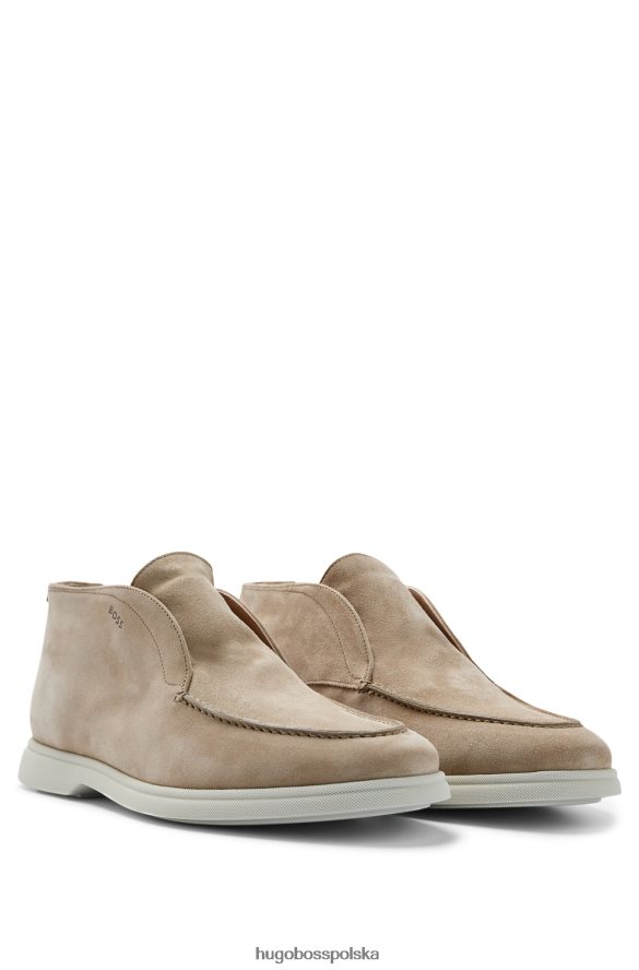 Hugo Boss Skórzane buty pustynne z logo Hugo w kolorze beżowym beżowy R0X0H65050