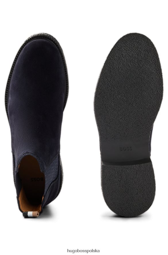Hugo Boss Zamszowe buty Chelsea z logo Hugo Emed ciemny niebieski R0X0H64748