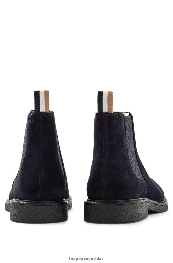 Hugo Boss Zamszowe buty Chelsea z logo Hugo Emed ciemny niebieski R0X0H64748