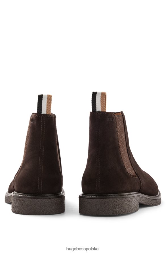 Hugo Boss Zamszowe buty Chelsea z logo emed ciemny brąz R0X0H64749