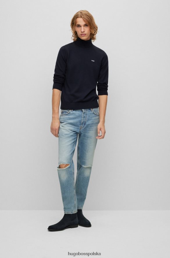 Hugo Boss Zamszowe buty chelsea hugo z gumową podeszwą zewnętrzną i ciemnoniebieskimi detalami z logo ciemny niebieski R0X0H64779