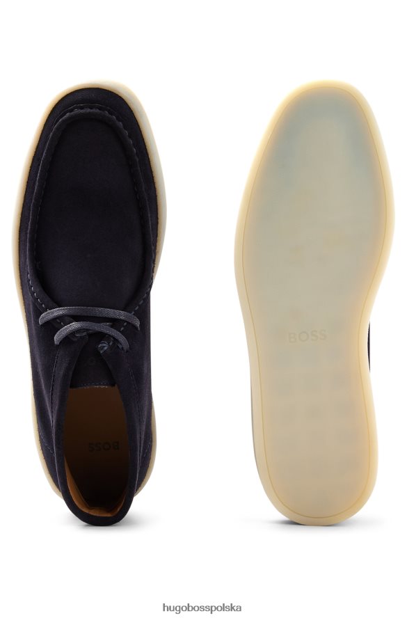 Hugo Boss Zamszowe buty pustynne hugo z fartuchem w kolorze ciemnoniebieskim ciemny niebieski R0X0H64772