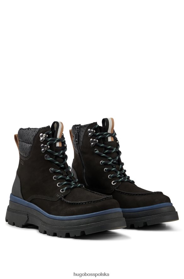 Hugo Boss buty ze skóry nubukowej z wykończeniem z monogramem hugo czarne czarny R0X0H64857