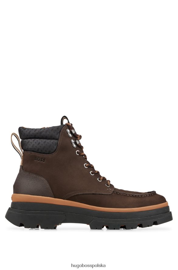 Hugo Boss ciemnobrązowe buty hugo ze skóry nubukowej z wykończeniem z monogramem ciemny brąz R0X0H64859