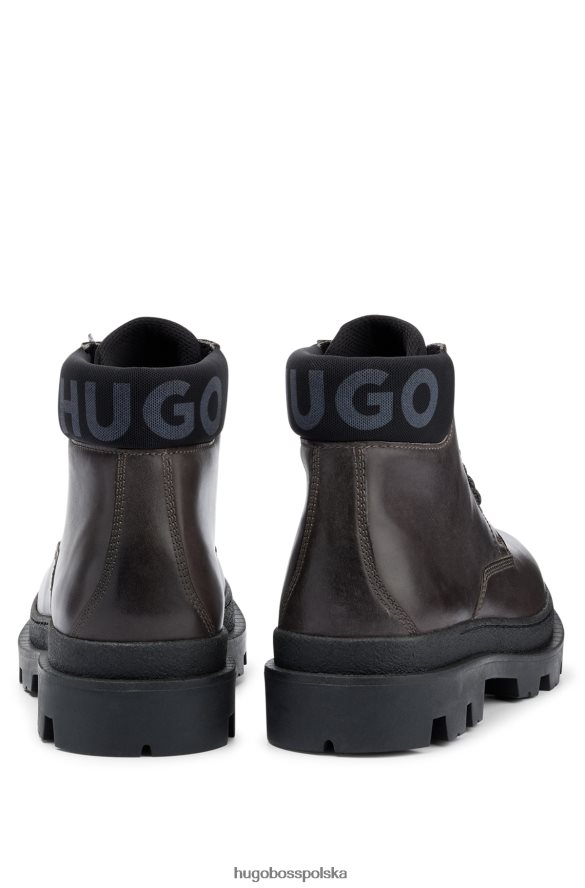 Hugo Boss ciemnobrązowe półbuty hugo z kołnierzykiem i podciąganą skórą ciemny brąz R0X0H64914