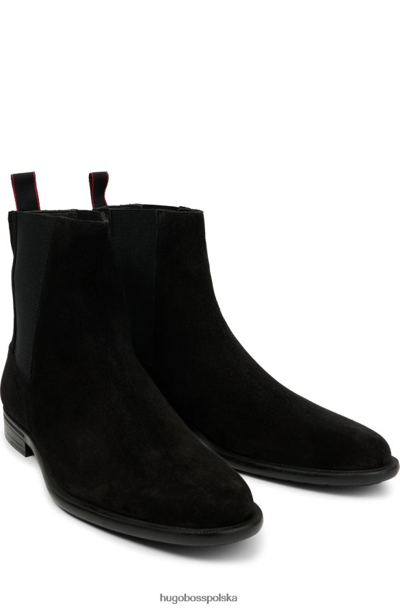 Hugo Boss czarne zamszowe buty chelsea z gumową podeszwą i logo hugo czarny R0X0H64781