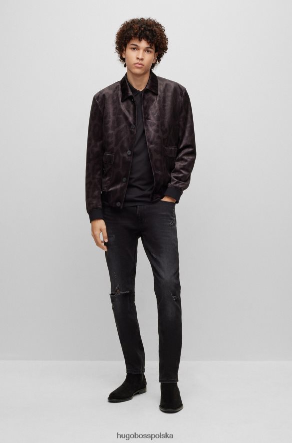 Hugo Boss czarne zamszowe buty chelsea z gumową podeszwą i logo hugo czarny R0X0H64781