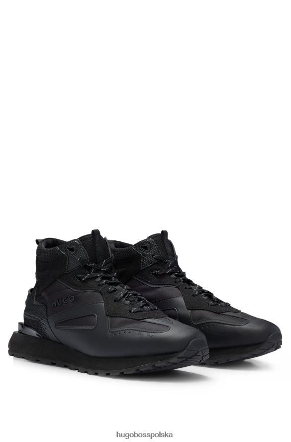 Hugo Boss hugo czarne wysokie buty sportowe z różnych materiałów z gumowanymi detalami czarny R0X0H65031