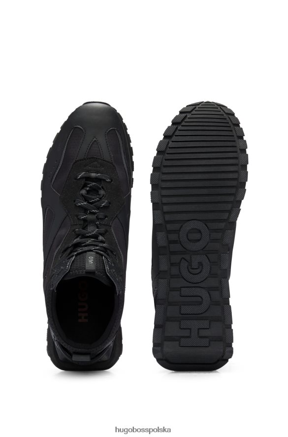 Hugo Boss hugo czarne wysokie buty sportowe z różnych materiałów z gumowanymi detalami czarny R0X0H65031
