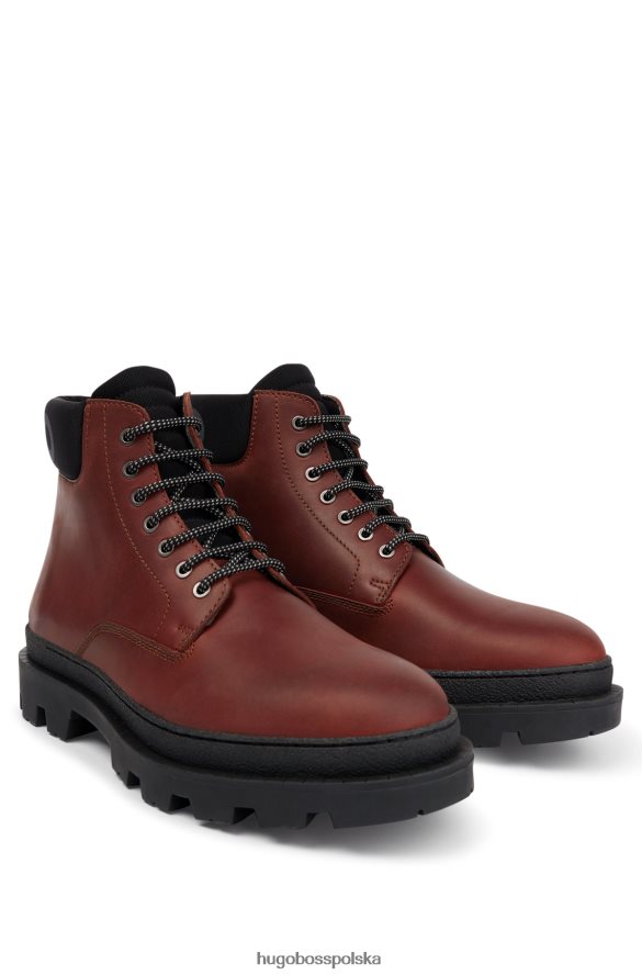 Hugo Boss markowe buty półbuty z podciąganej skóry hugo w kolorze brązowym brązowy R0X0H64913