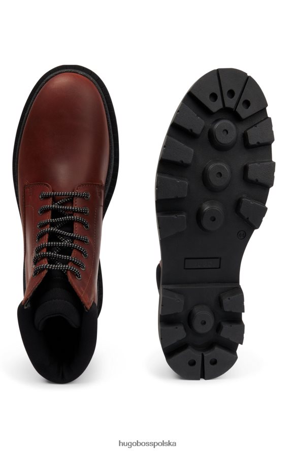 Hugo Boss markowe buty półbuty z podciąganej skóry hugo w kolorze brązowym brązowy R0X0H64913