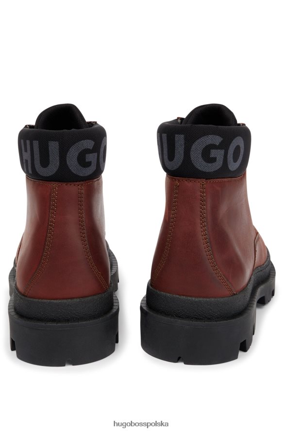 Hugo Boss markowe buty półbuty z podciąganej skóry hugo w kolorze brązowym brązowy R0X0H64913