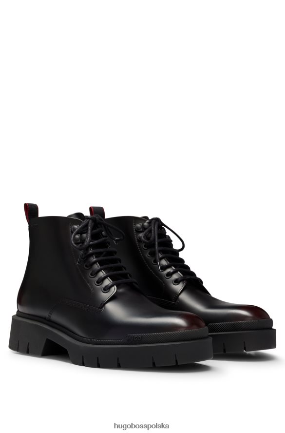 Hugo Boss skórzane półbuty z logo emed i miękką wyściółką czarny R0X0H64901