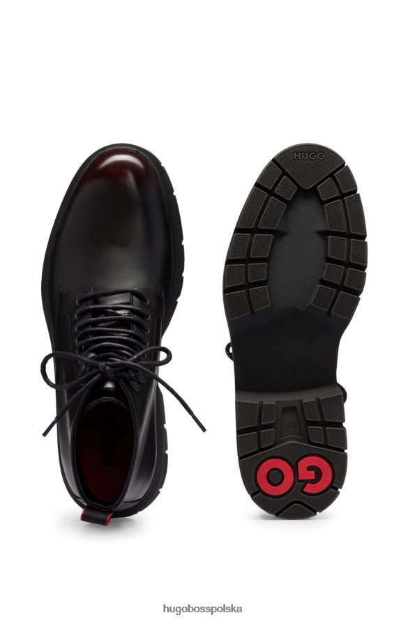 Hugo Boss skórzane półbuty z logo emed i miękką wyściółką czarny R0X0H64901