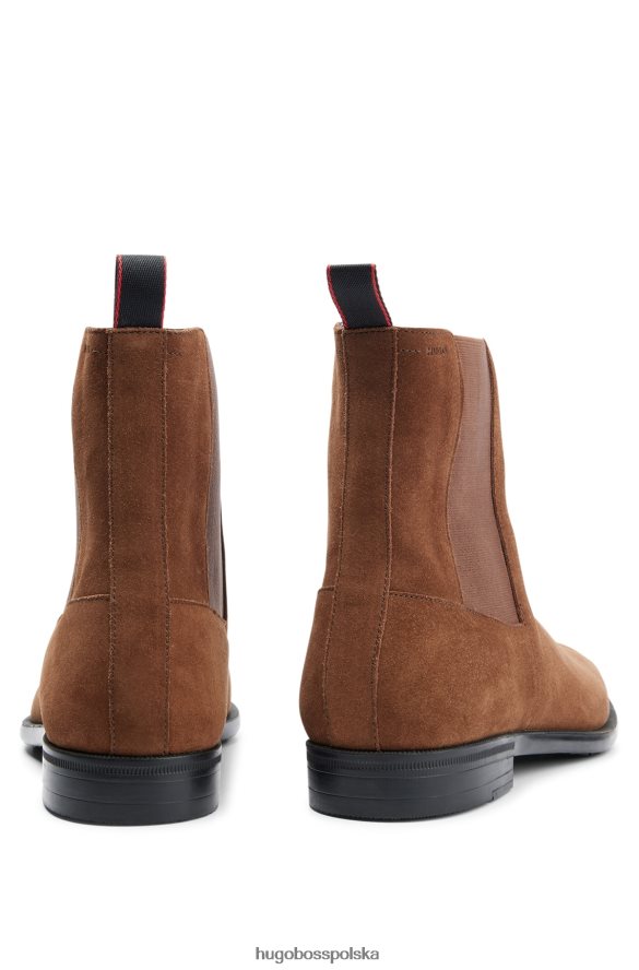 Hugo Boss zamszowe buty Chelsea z gumową podeszwą i logo w kolorze brązowym hugo brązowy R0X0H64780