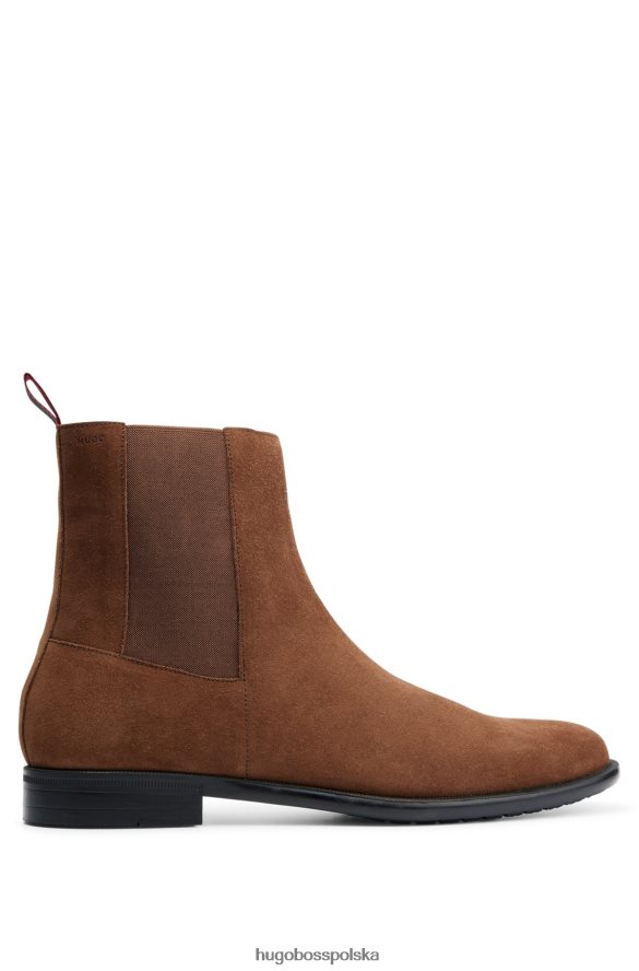 Hugo Boss zamszowe buty Chelsea z gumową podeszwą i logo w kolorze brązowym hugo brązowy R0X0H64780