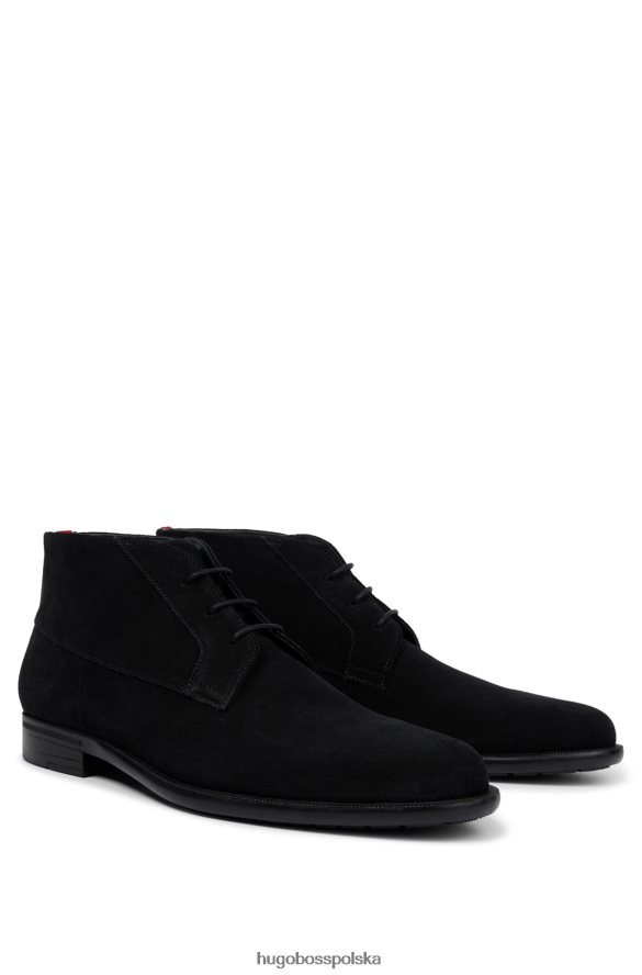 Hugo Boss zamszowe buty pustynne z gumową podeszwą hugo czarne czarny R0X0H64907