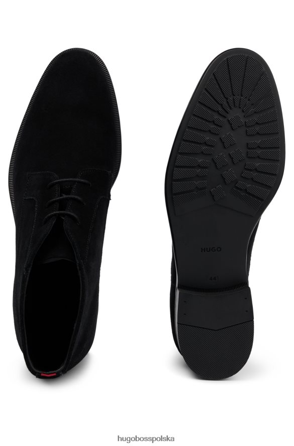 Hugo Boss zamszowe buty pustynne z gumową podeszwą hugo czarne czarny R0X0H64907