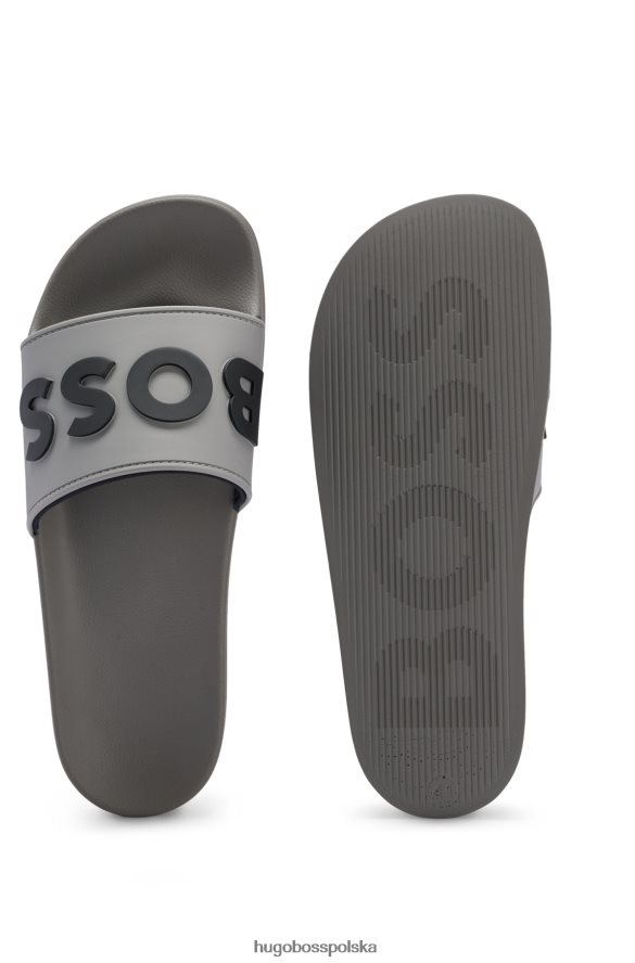 Hugo Boss Włoskie klapki hugo z wypukłym kontrastowym logo w kolorze szarym szary R0X0H64941