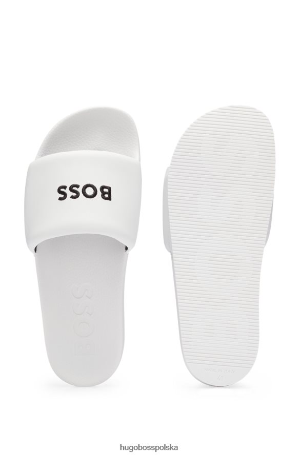 Hugo Boss białe klapki hugo produkcji włoskiej z haftowanym logo biały R0X0H65009