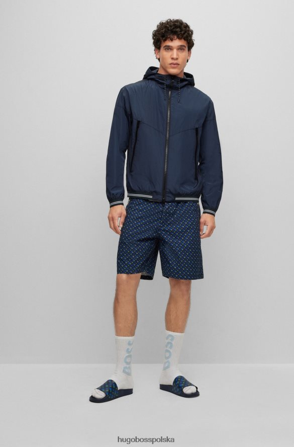 Hugo Boss ciemnoniebieskie klapki hugo z monogramem i wyprofilowaną wkładką ciemny niebieski R0X0H64995