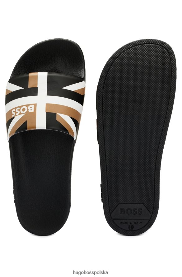 Hugo Boss ciemnoszare klapki z markowym paskiem typu union jack hugo ciemno szary R0X0H64912