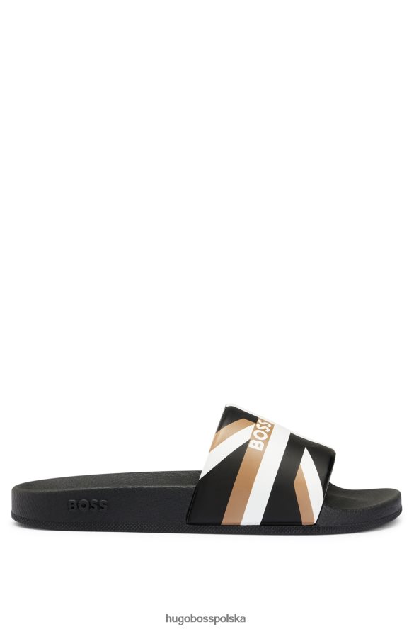 Hugo Boss ciemnoszare klapki z markowym paskiem typu union jack hugo ciemno szary R0X0H64912