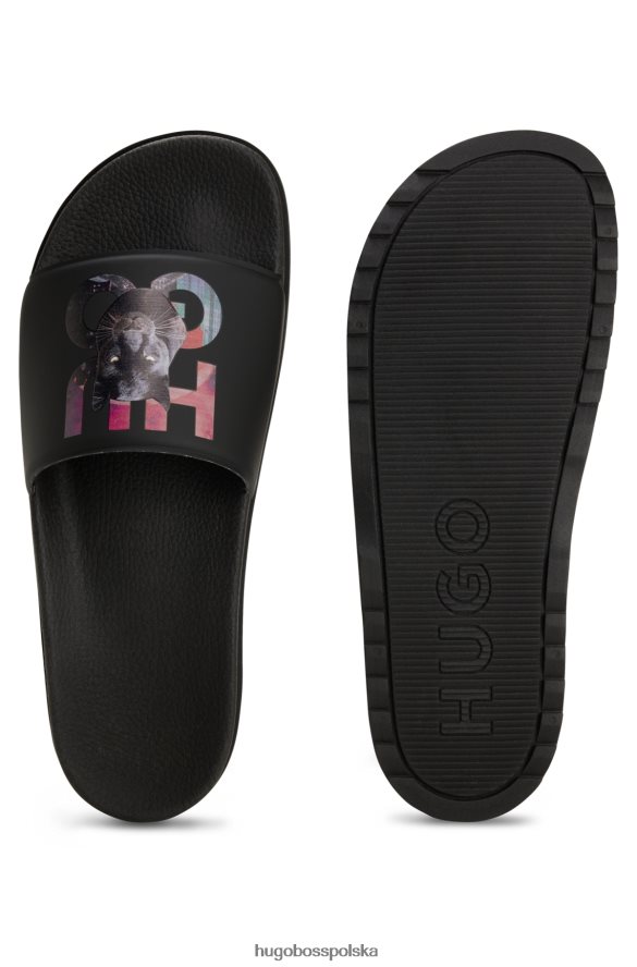 Hugo Boss klapki pcv z nadrukiem jagliona i logo, czarne hugo czarny R0X0H65041