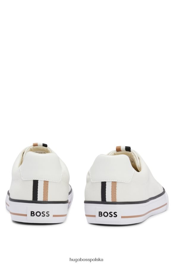 Hugo Boss Białe buty sportowe hugo z płótna bawełnianego z charakterystycznymi paskami biały R0X0H64695
