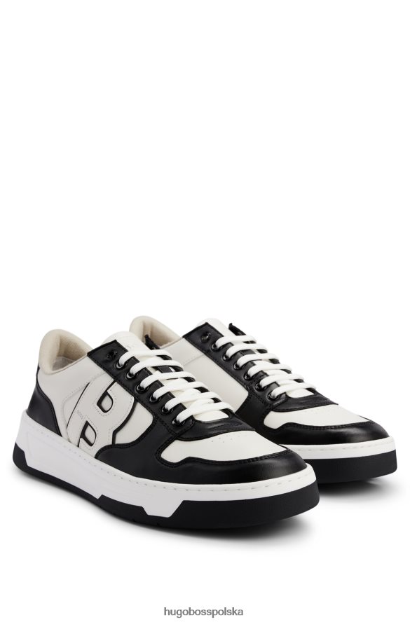 Hugo Boss Białe, sznurowane buty sportowe hugo z podeszwą typu cupsole, ze sztucznej skóry nappa biało-czarny R0X0H64649
