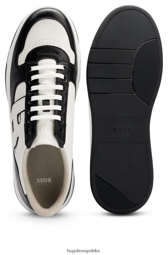 Hugo Boss Białe, sznurowane buty sportowe hugo z podeszwą typu cupsole, ze sztucznej skóry nappa biało-czarny R0X0H64649