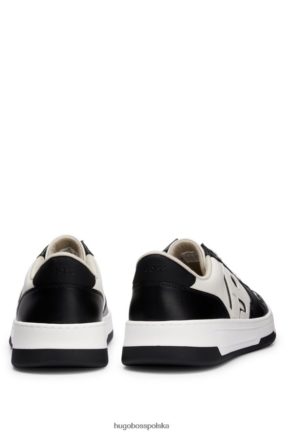 Hugo Boss Białe, sznurowane buty sportowe hugo z podeszwą typu cupsole, ze sztucznej skóry nappa biało-czarny R0X0H64649