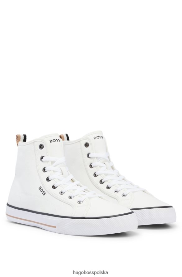 Hugo Boss Białe wysokie buty hugo z płótna bawełnianego z charakterystycznymi paskami biały R0X0H64969