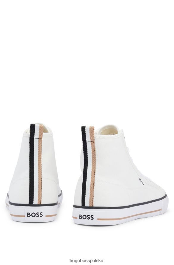 Hugo Boss Białe wysokie buty hugo z płótna bawełnianego z charakterystycznymi paskami biały R0X0H64969