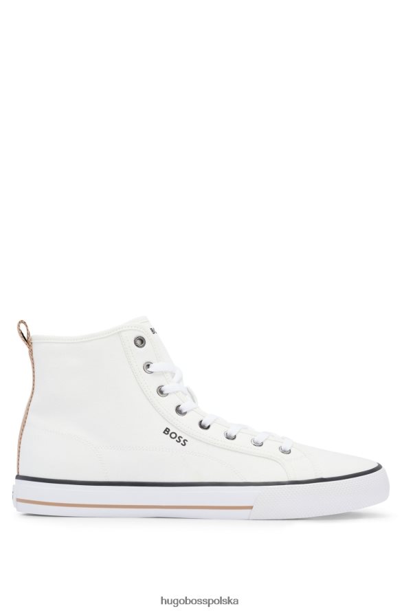 Hugo Boss Białe wysokie buty hugo z płótna bawełnianego z charakterystycznymi paskami biały R0X0H64969