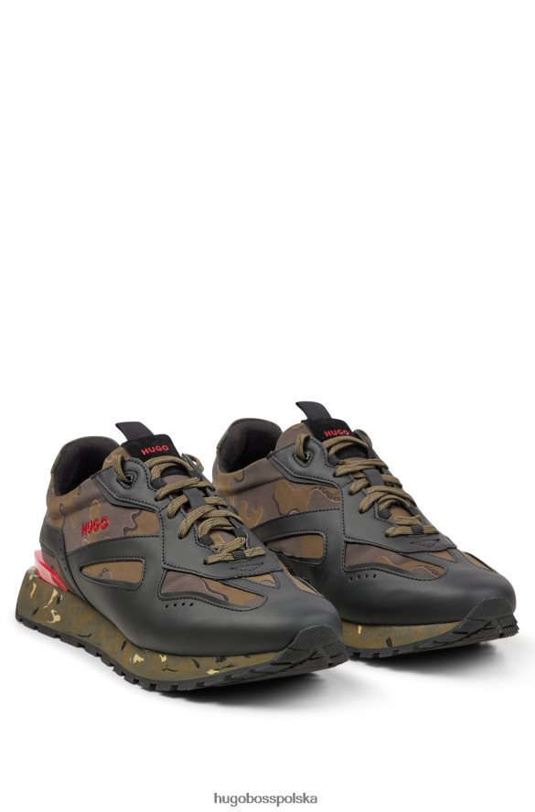 Hugo Boss Buty sportowe Hugo we wzorzysty kamuflaż z zamszem i siatką wzorzyste R0X0H64933