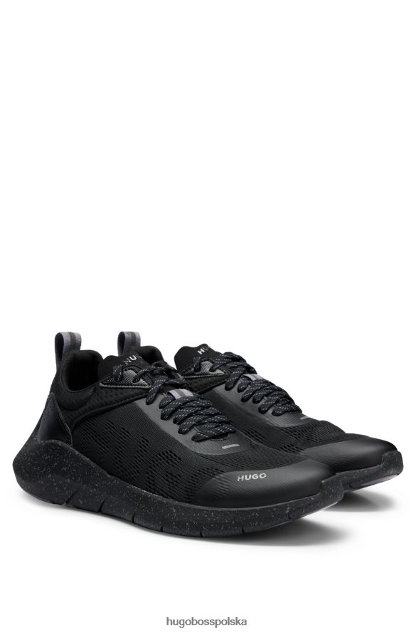 Hugo Boss Buty sportowe Hugo z siatkową cholewką i ozdobnymi odblaskowymi detalami w kolorze czarnym czarny R0X0H65032