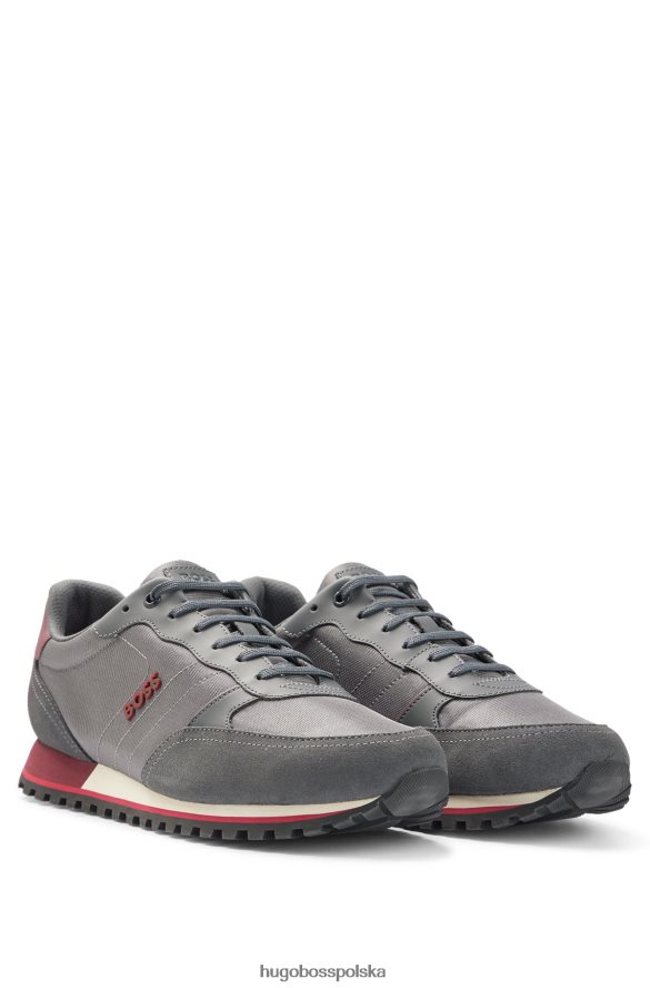 Hugo Boss Buty sportowe hugo do biegania z różnych materiałów z wypukłym szarym logo szary R0X0H64690