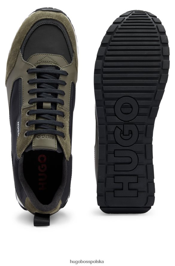 Hugo Boss Buty sportowe hugo inspirowane stylem retro z zamszu i siateczki w kolorze ciemnozielonym ciemnozielony R0X0H64709