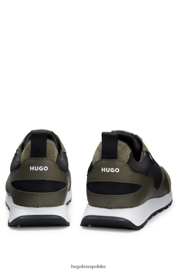 Hugo Boss Buty sportowe hugo inspirowane stylem retro z zamszu i siateczki w kolorze ciemnozielonym ciemnozielony R0X0H64709