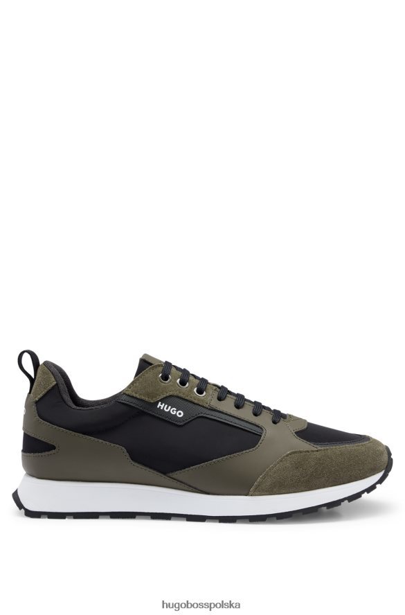 Hugo Boss Buty sportowe hugo inspirowane stylem retro z zamszu i siateczki w kolorze ciemnozielonym ciemnozielony R0X0H64709