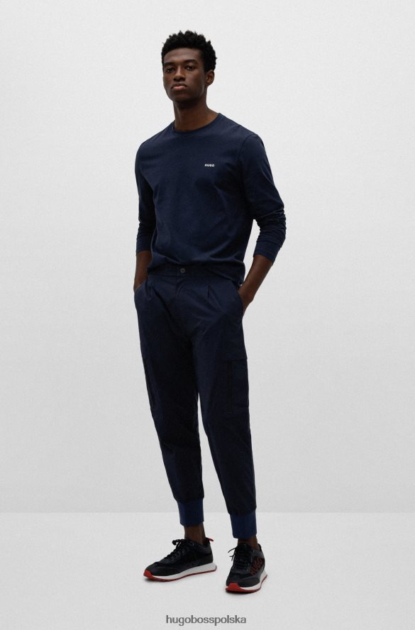 Hugo Boss Buty sportowe z logo z otwartej siateczki i gumowanej sztucznej skóry hugo w kolorze ciemnoniebieskim ciemny niebieski R0X0H65008