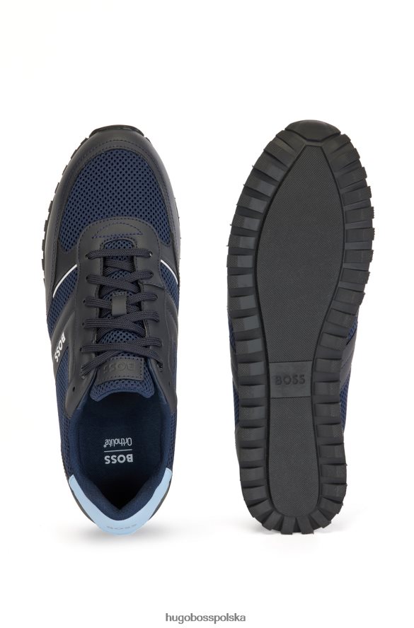 Hugo Boss Buty sportowe z logo z siateczki z gumowanymi akcentami hugo w kolorze ciemnoniebieskim ciemny niebieski R0X0H64769