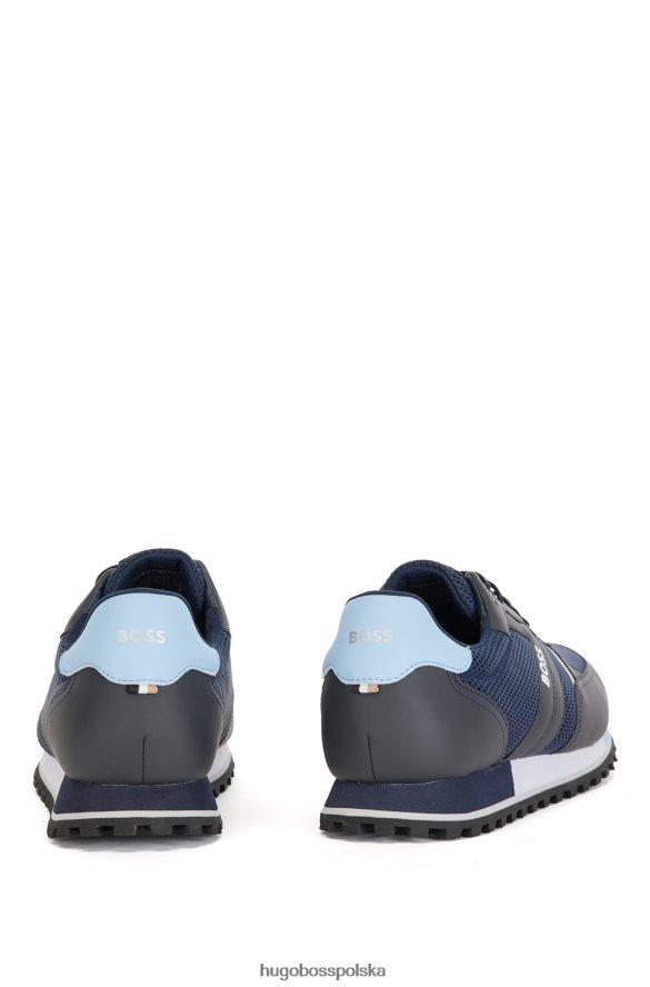 Hugo Boss Buty sportowe z logo z siateczki z gumowanymi akcentami hugo w kolorze ciemnoniebieskim ciemny niebieski R0X0H64769