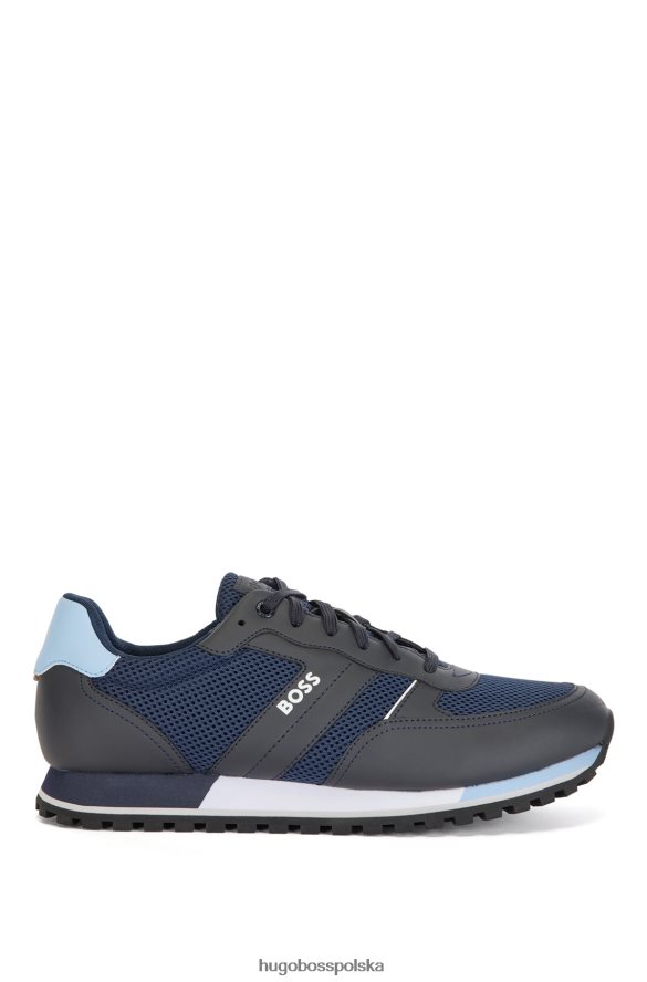 Hugo Boss Buty sportowe z logo z siateczki z gumowanymi akcentami hugo w kolorze ciemnoniebieskim ciemny niebieski R0X0H64769
