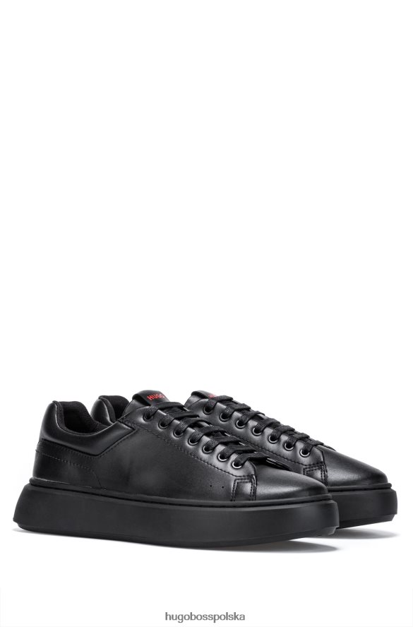 Hugo Boss Buty sportowe z mieszanki skóry z markową naszywką na plecach Hugo w kolorze czarnym czarny R0X0H64794