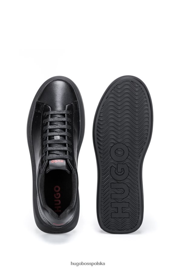 Hugo Boss Buty sportowe z mieszanki skóry z markową naszywką na plecach Hugo w kolorze czarnym czarny R0X0H64794
