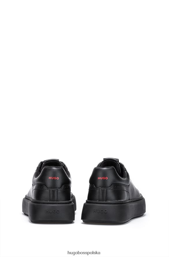 Hugo Boss Buty sportowe z mieszanki skóry z markową naszywką na plecach Hugo w kolorze czarnym czarny R0X0H64794