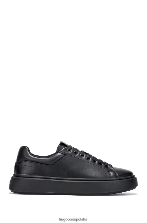 Hugo Boss Buty sportowe z mieszanki skóry z markową naszywką na plecach Hugo w kolorze czarnym czarny R0X0H64794